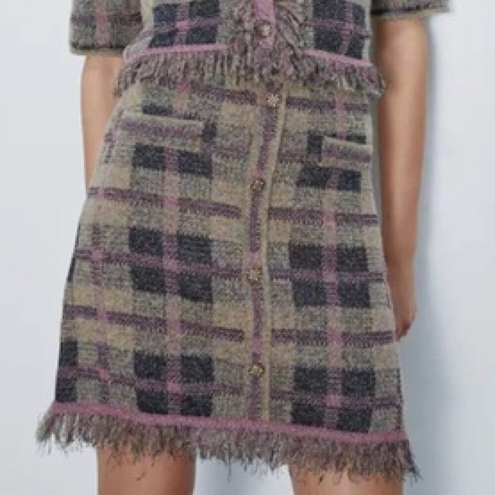 Zara Plaid Knit Skirt
